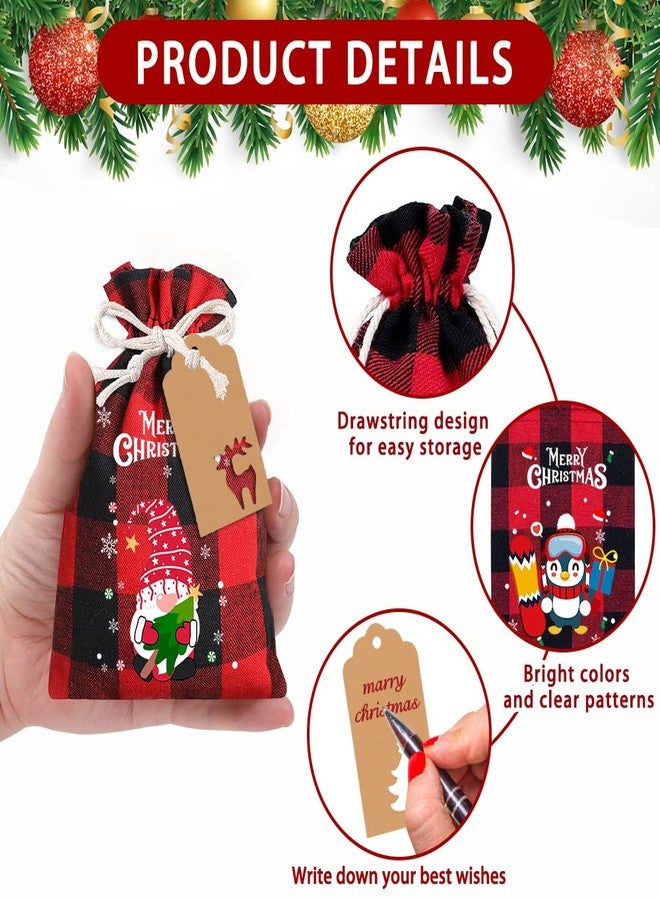 XIMISHOP أكياس هدايا من الخيش برباط، بنقشة مربعات الجاموس، من XIMISHOP، 36 قطعة - أكياس من الجوت والكتان للحلويات والهدايا مع بطاقات، مثالية لتوزيعات عيد الميلاد - Image 4
